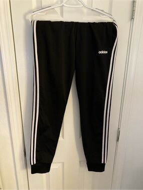 adidas Black Jogger Sweatpants with White Side Stripes